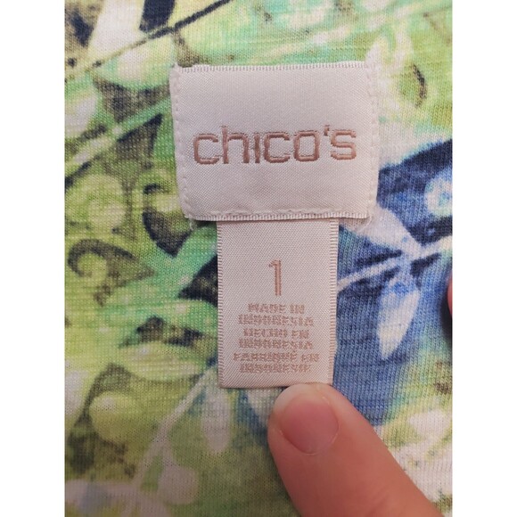 Chico's Cotton/Modal Mixed Print V-Neck Tie-Front Blouse Size 1 Medium - Picture 3 of 7